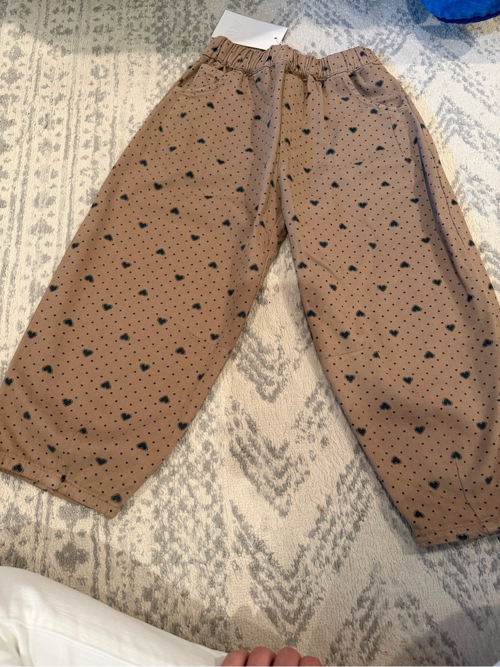 Zara Brown Polka Dot Heart Print Kids Pants